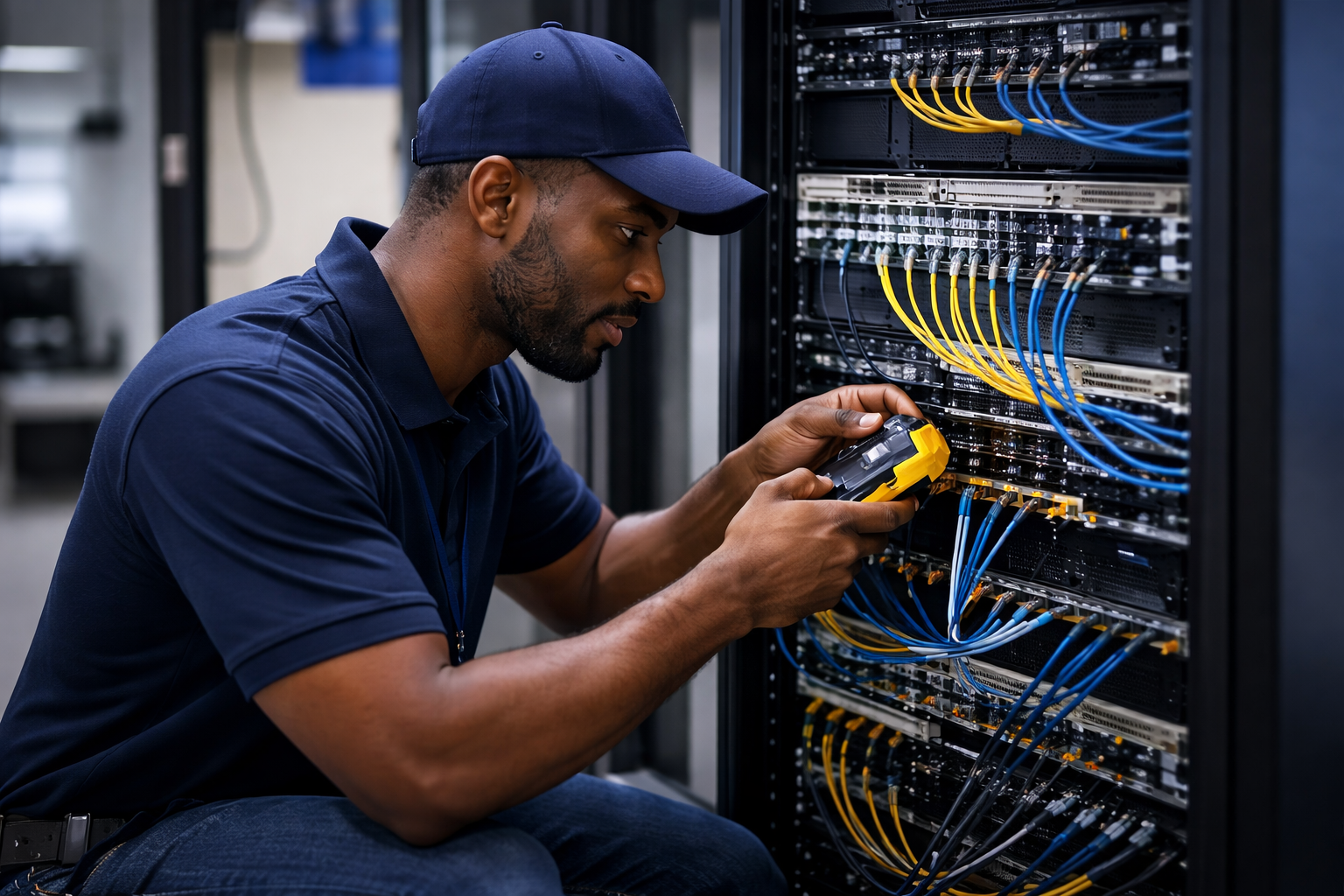 IT consultant helping a business client with technology solutions